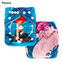 Pororo Cartoon pattern cloth nappy waterproof baby diapers pocket diaper wholesale