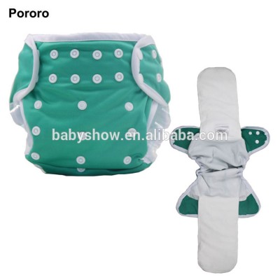 Wholesale Plain White Piping Edge AIO Cloth Diaper Bamboo Fiber Inserts Washable Reusable Adjustable Size Cloth Nappy Babyshow